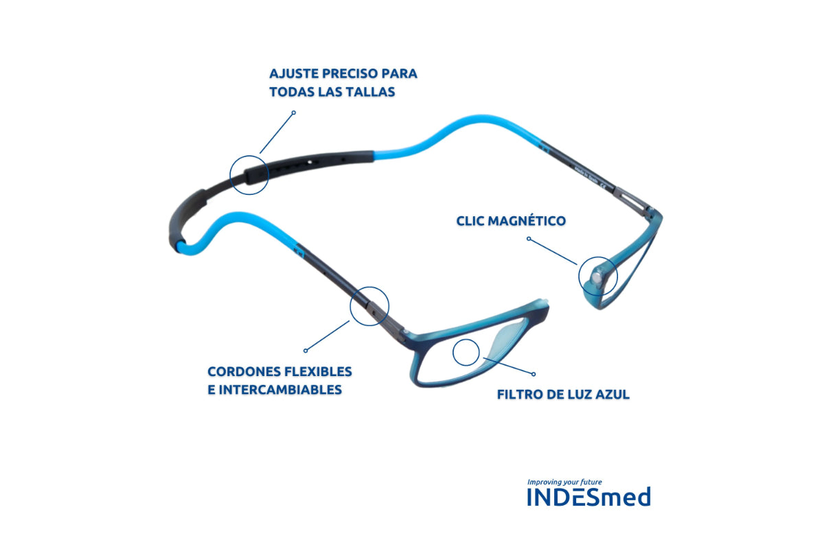 Lentes Ópticos con cierre Magnético Frontal Azul Indesmed