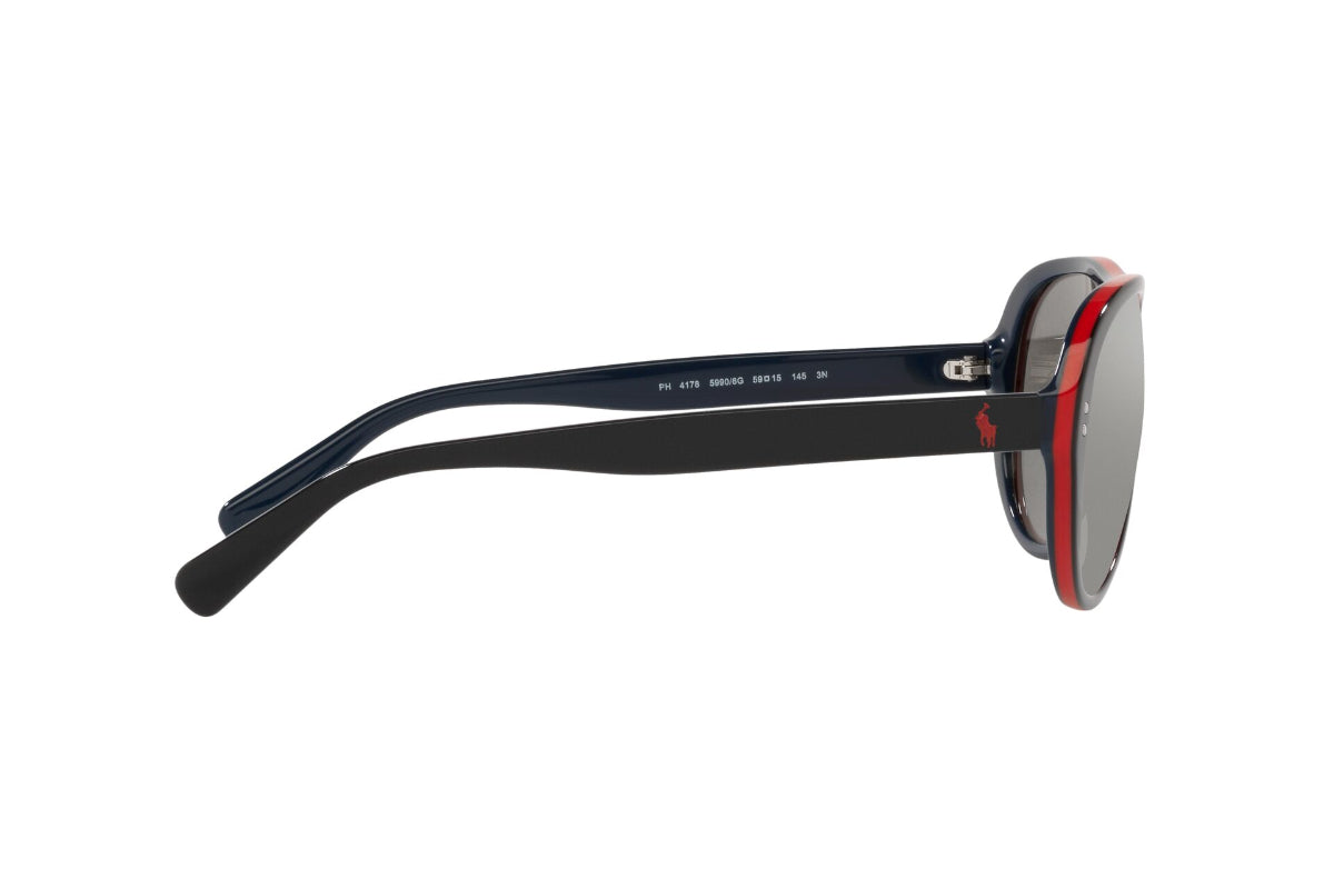Lentes de Sol Shiny Black Red Navy Polo Ralph Lauren